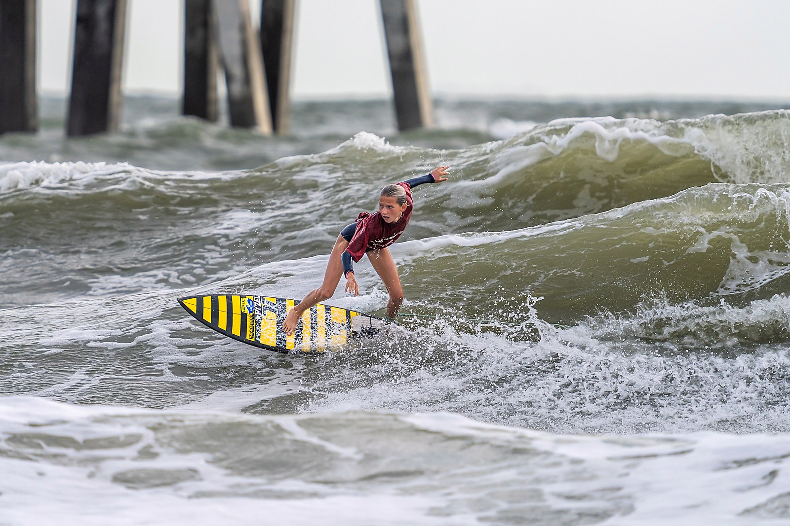 Emerson Clark competing at the Jacksonville Beach Pier