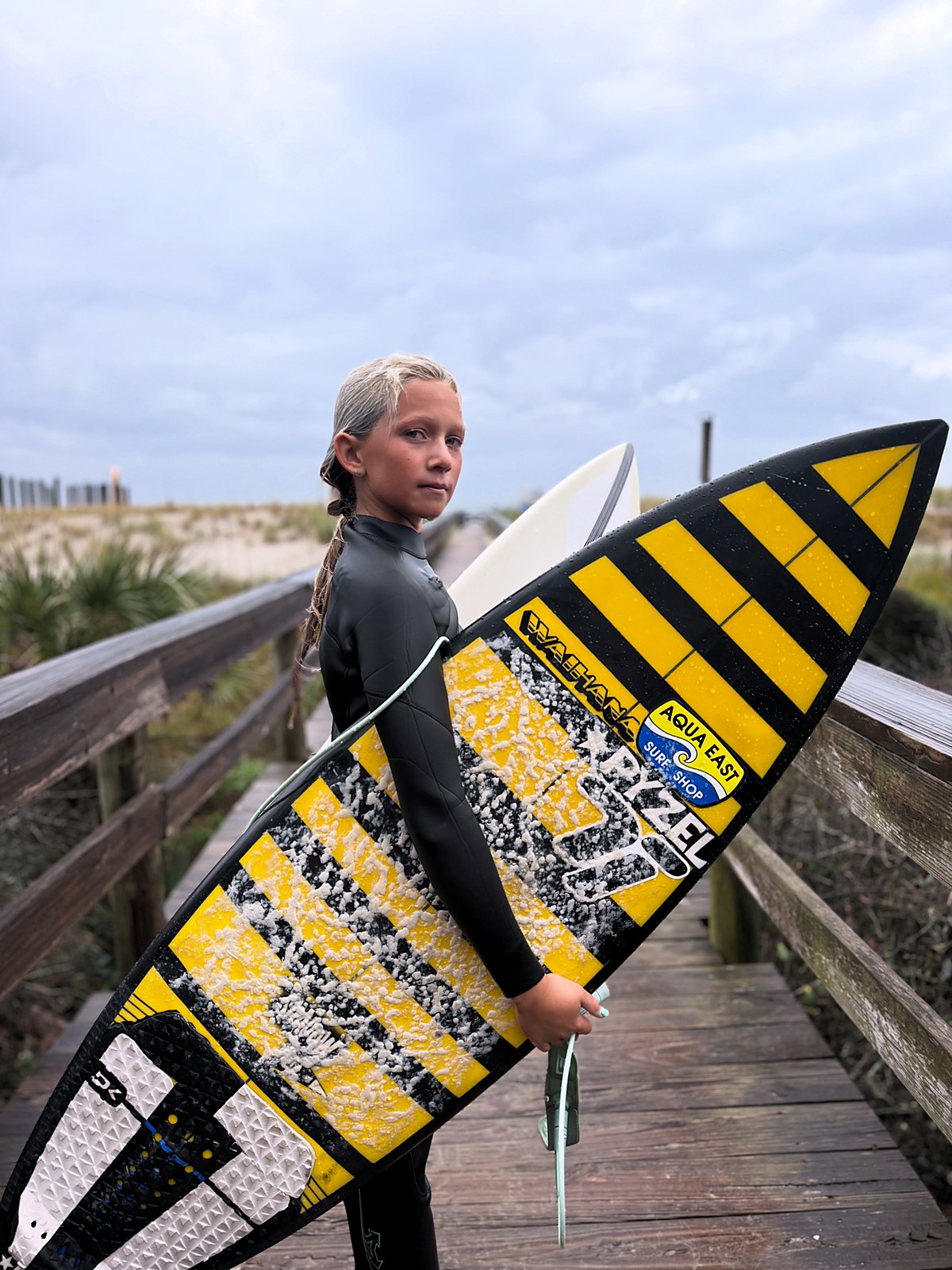 Emerson Clark heading out at Jacksonville Beach